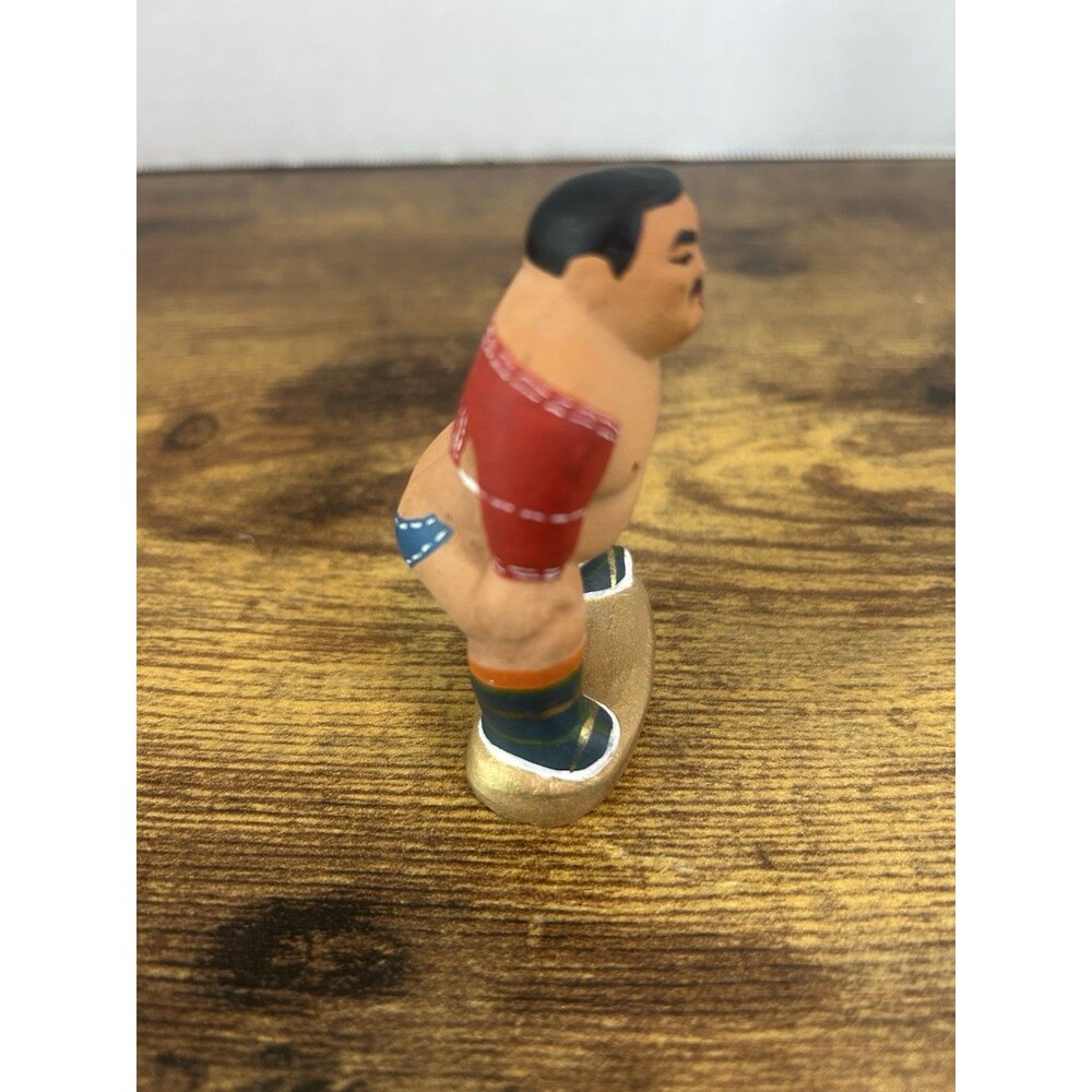 Vintage Hand Painted Sumo Wrestler Figurine Folk Art Miniature Statue Decor - Picture 6 of 11
